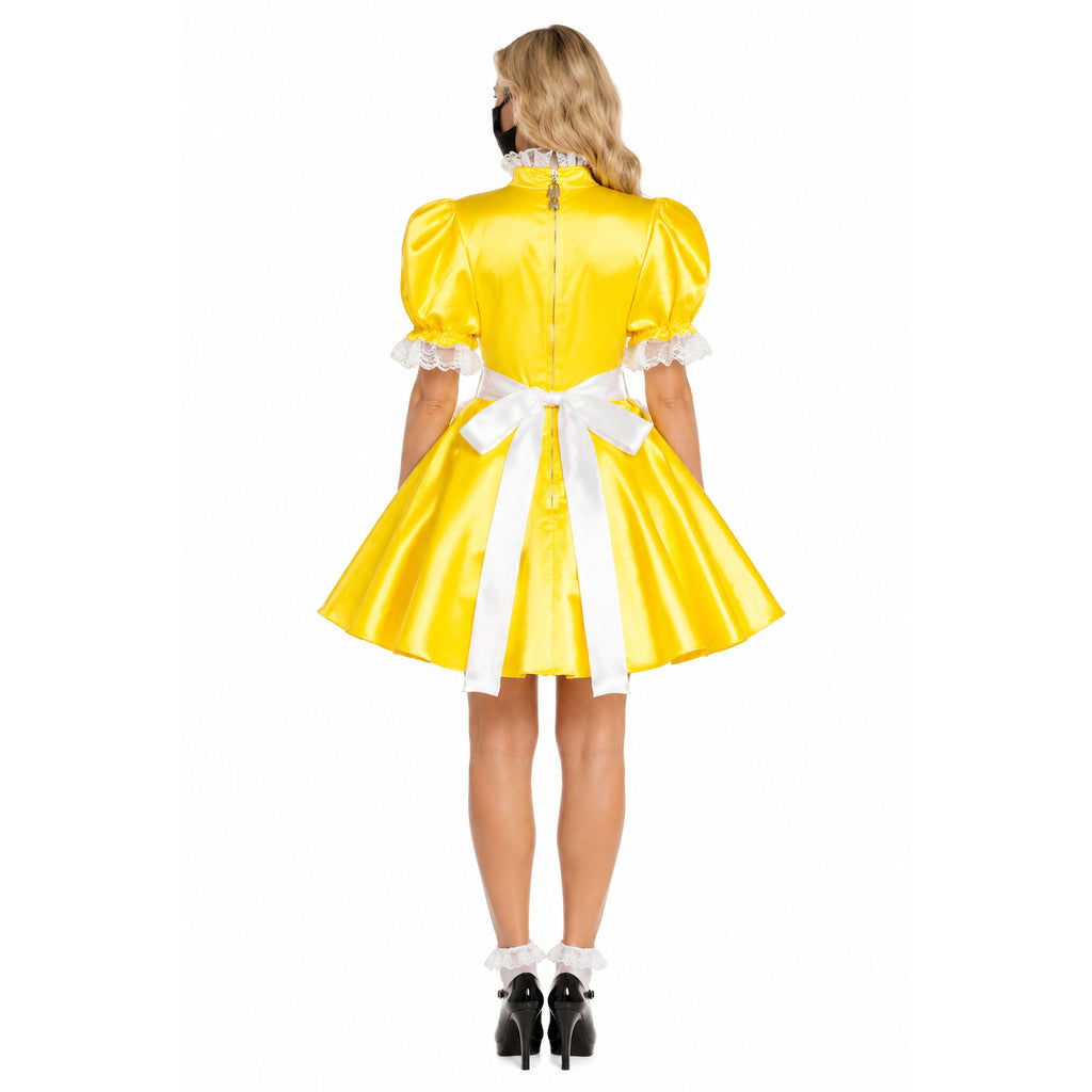 yellow satin dress G1566
