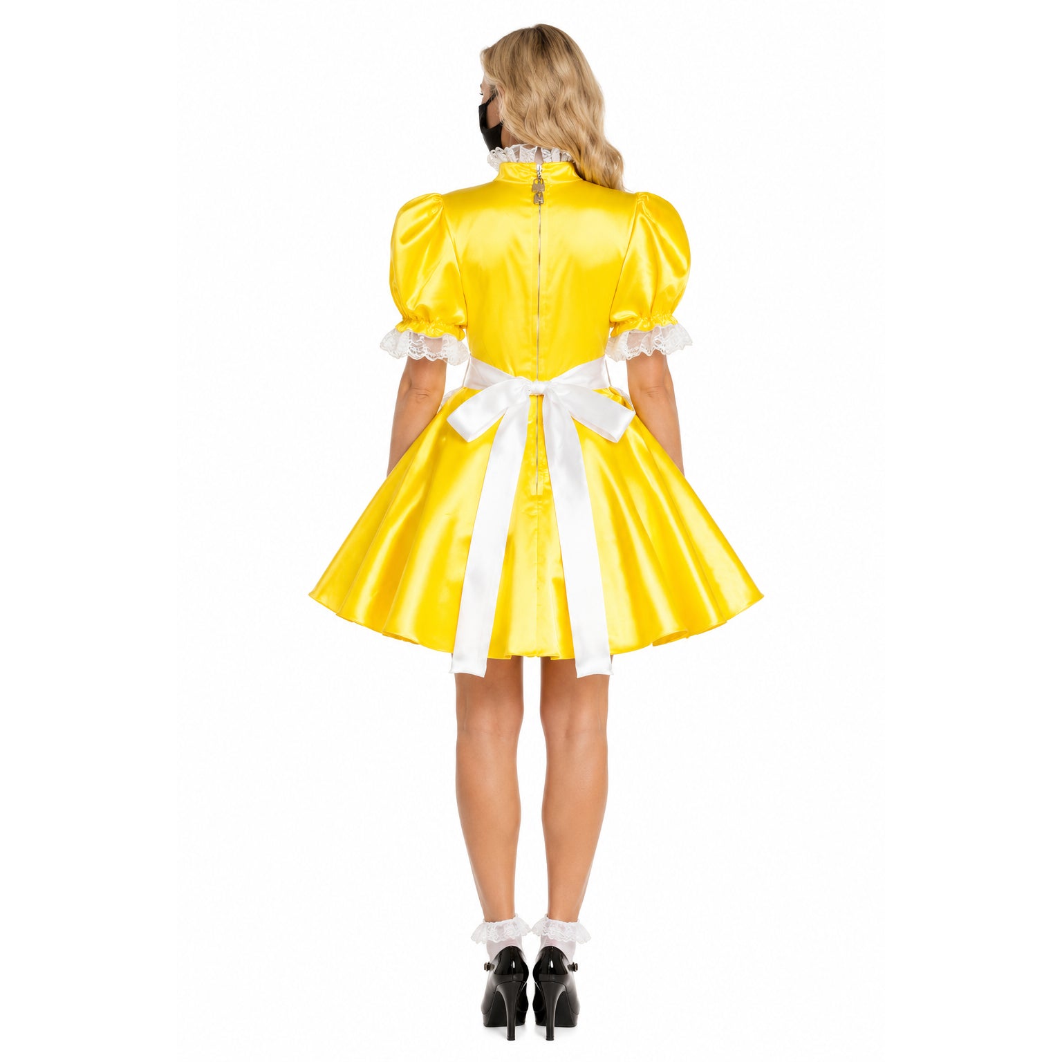 yellow satin dress G1566