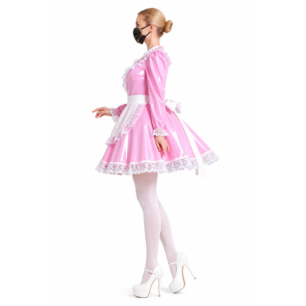 pink thin pvc dress G1568