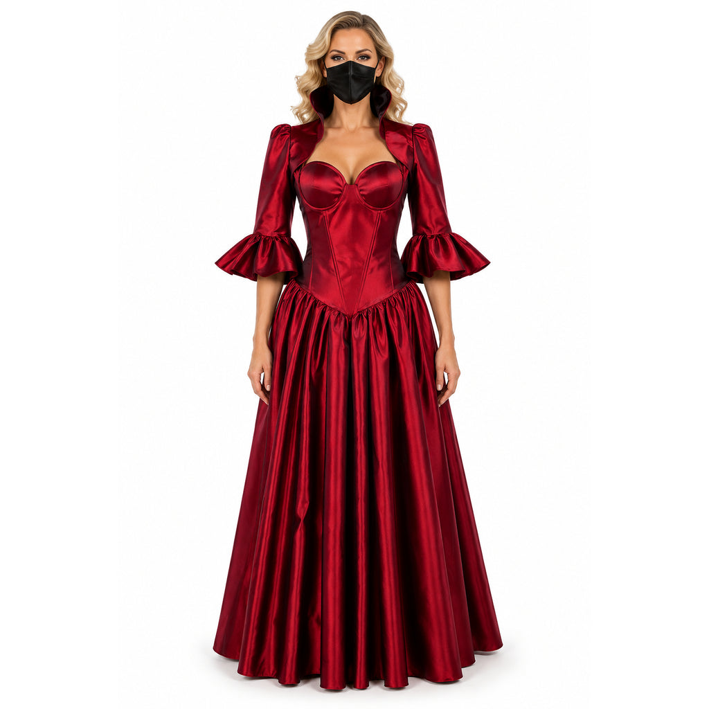 rotes Taftkleid G156