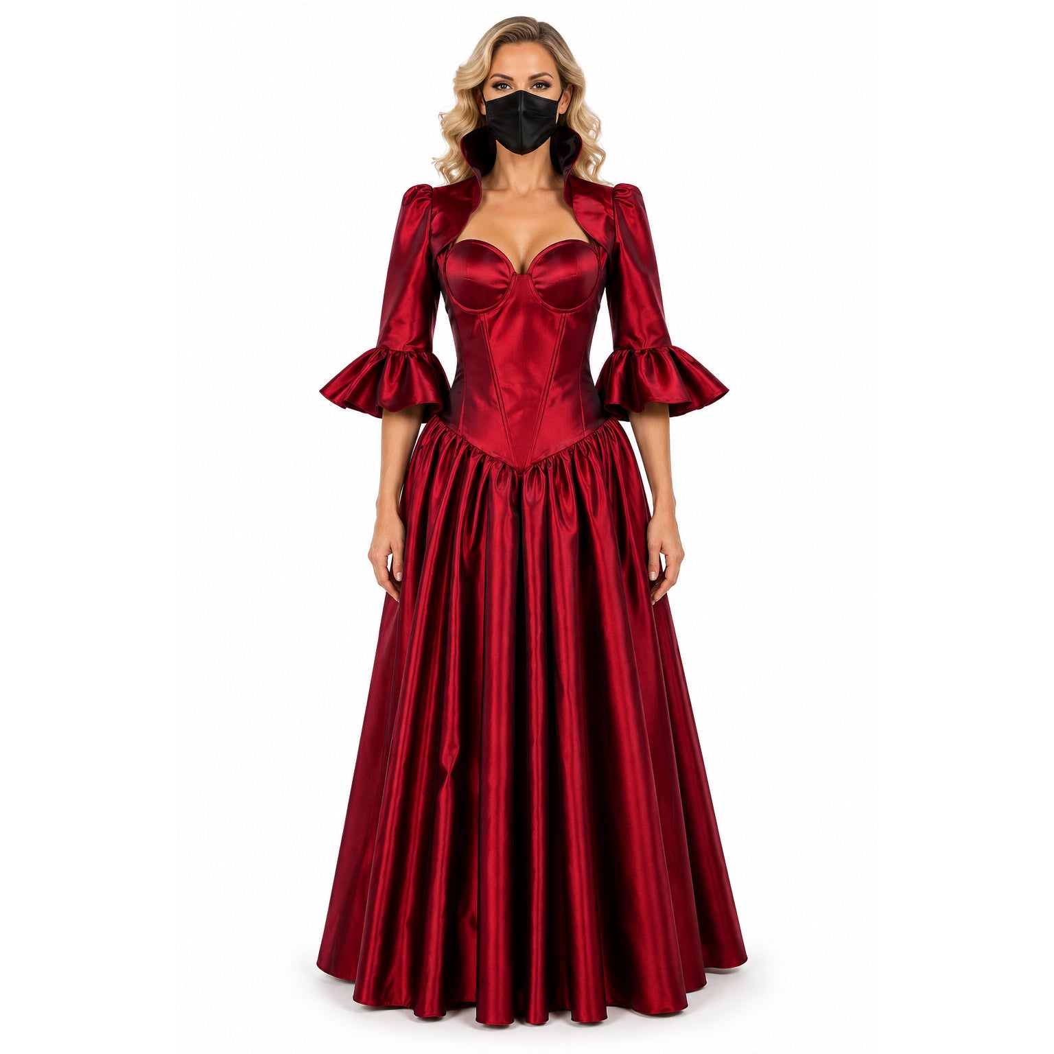 rotes Taftkleid G156