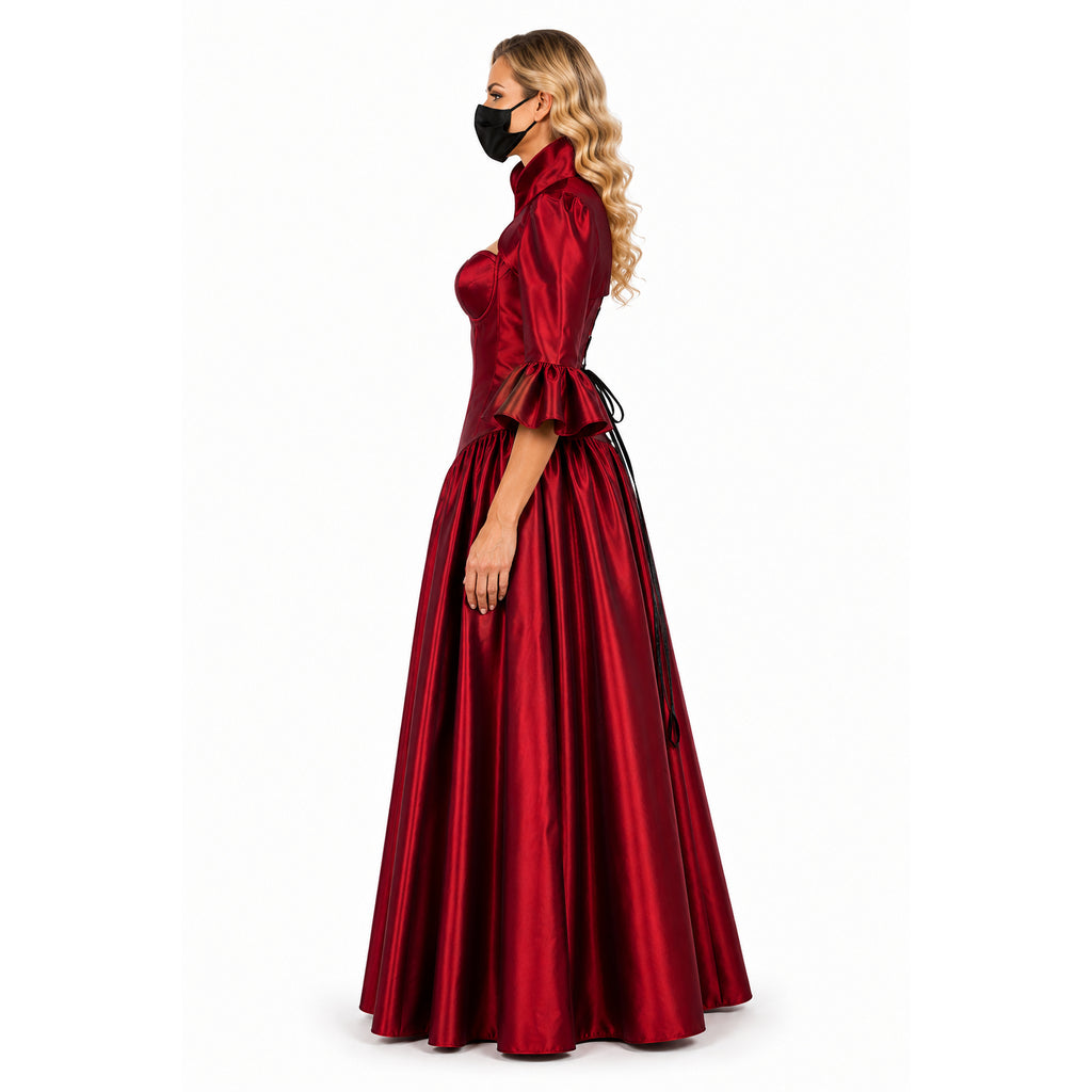 rotes Taftkleid G156