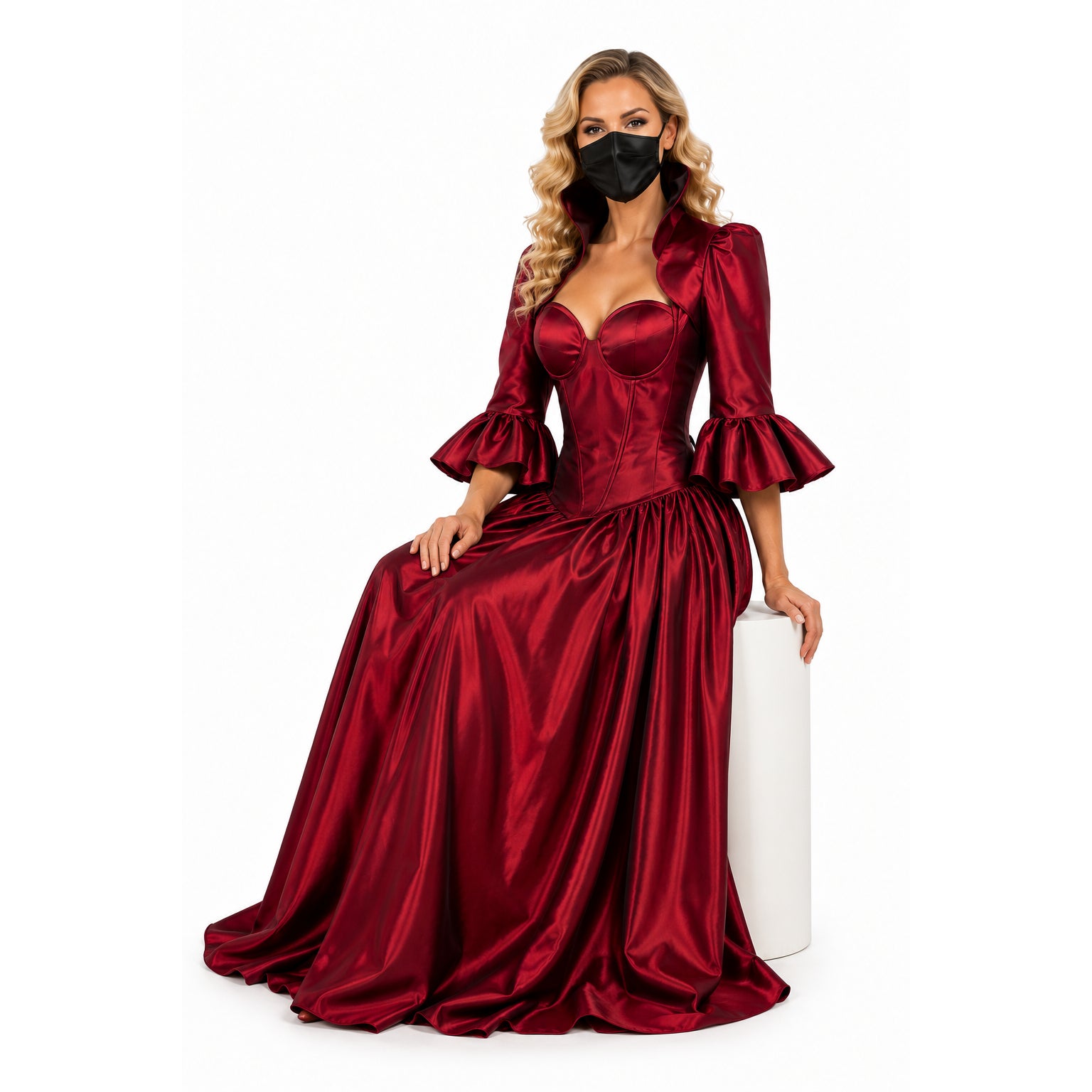 rotes Taftkleid G156