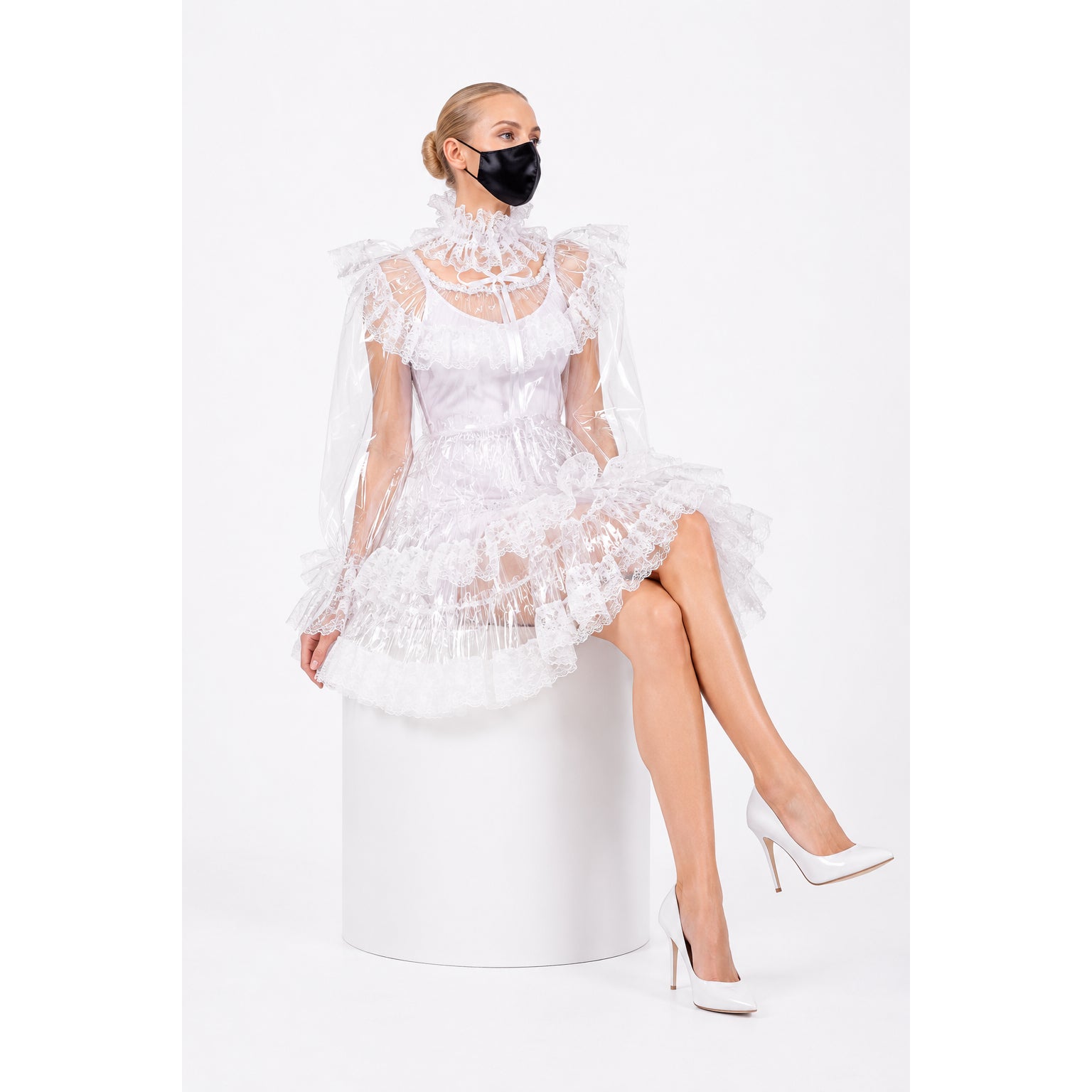 white clear pvc dress G1572