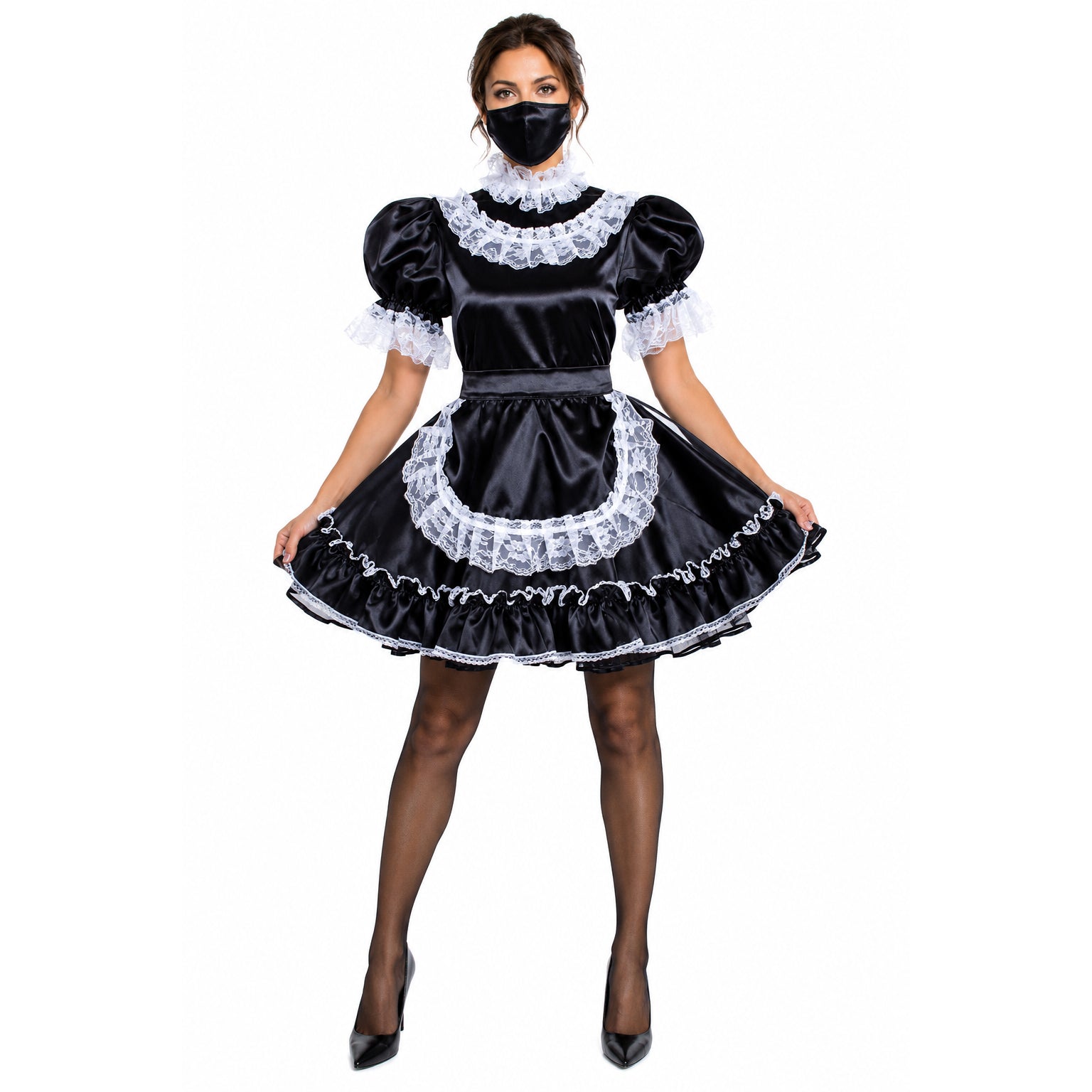 black satin dress G1576