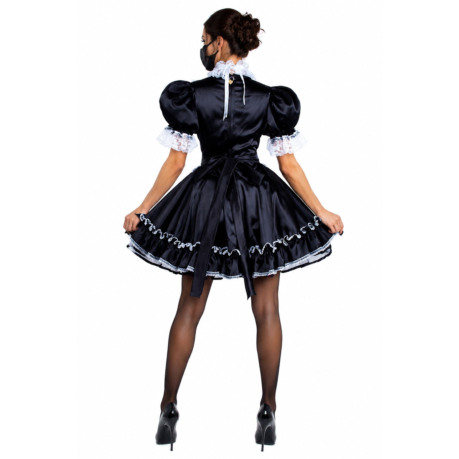 black satin dress G1576