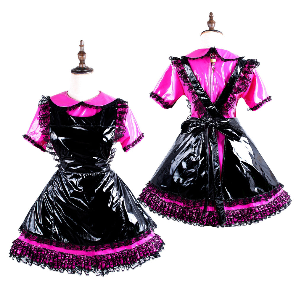 hot pink thin pvc dress G1577