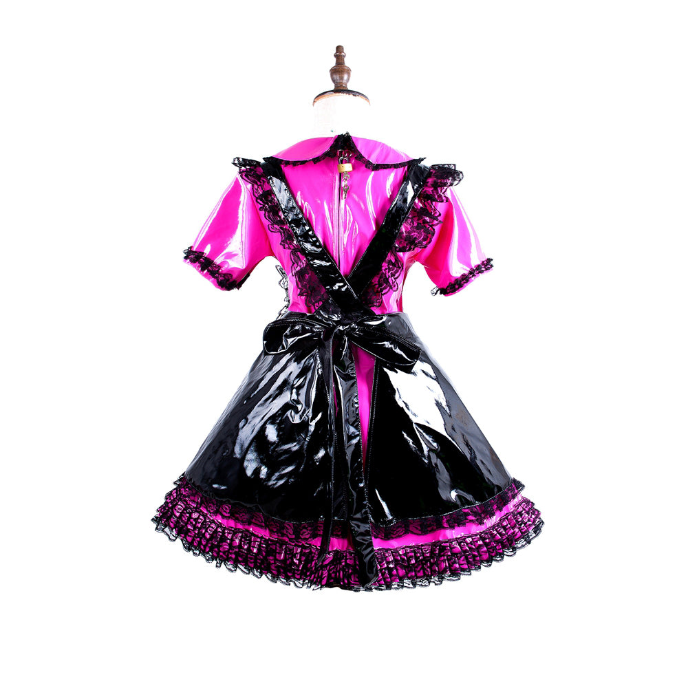 hot pink thin pvc dress G1577