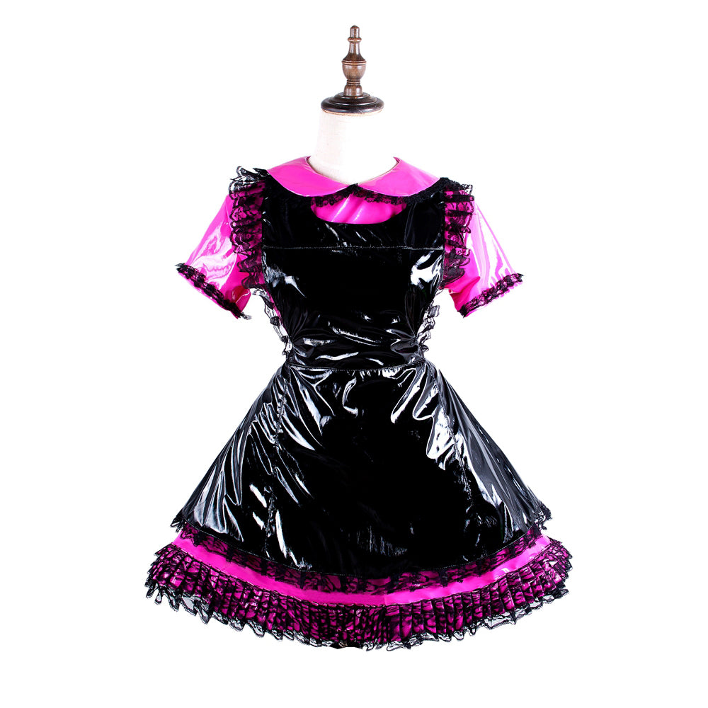 hot pink thin pvc dress G1577