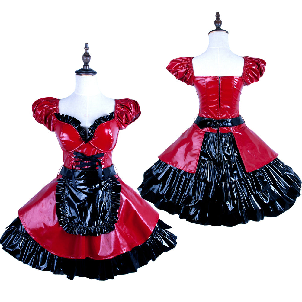 red thin pvc dress G1578