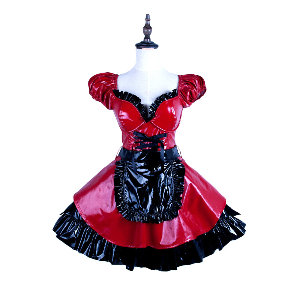 red thin pvc dress G1578