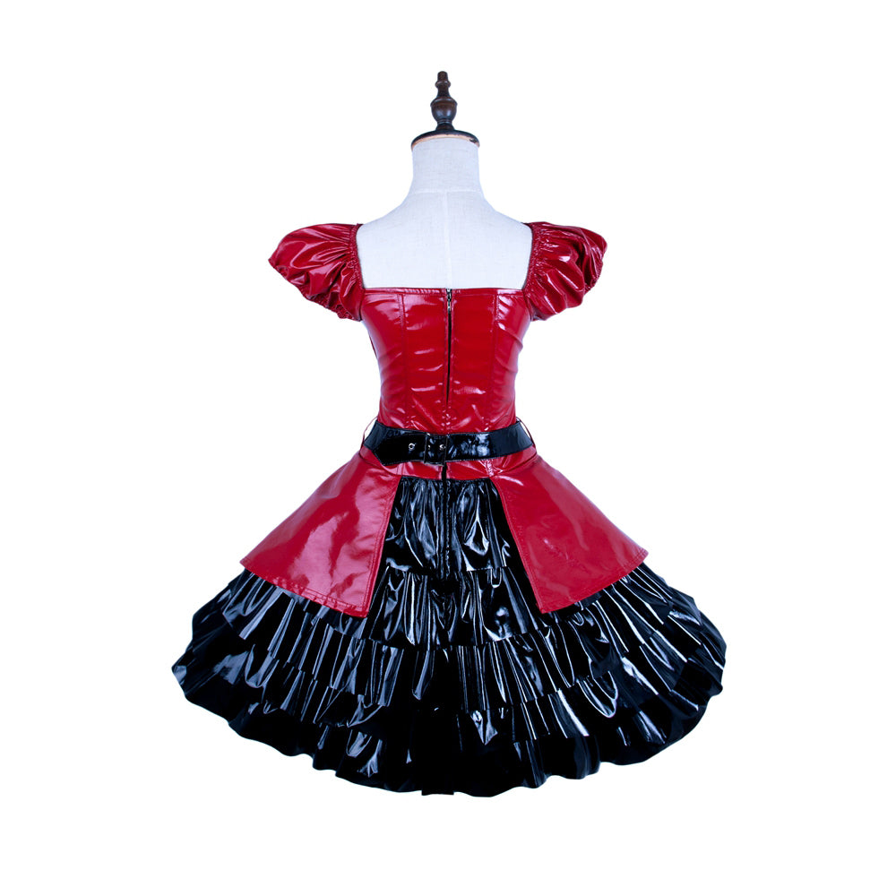 red thin pvc dress G1578