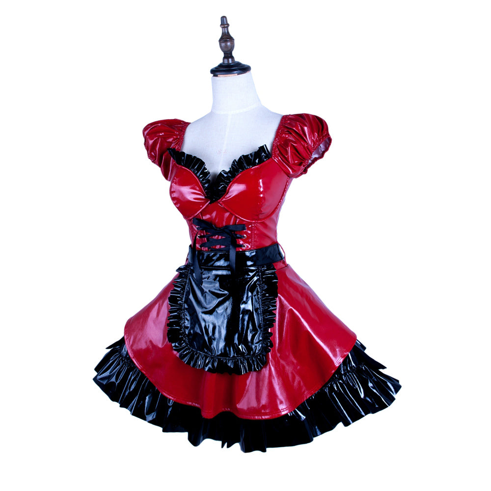 red thin pvc dress G1578
