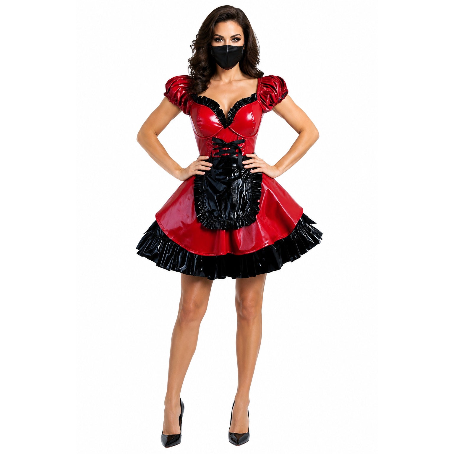 red thin pvc dress G1578