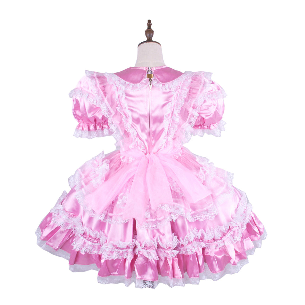 pink satin dress G1580