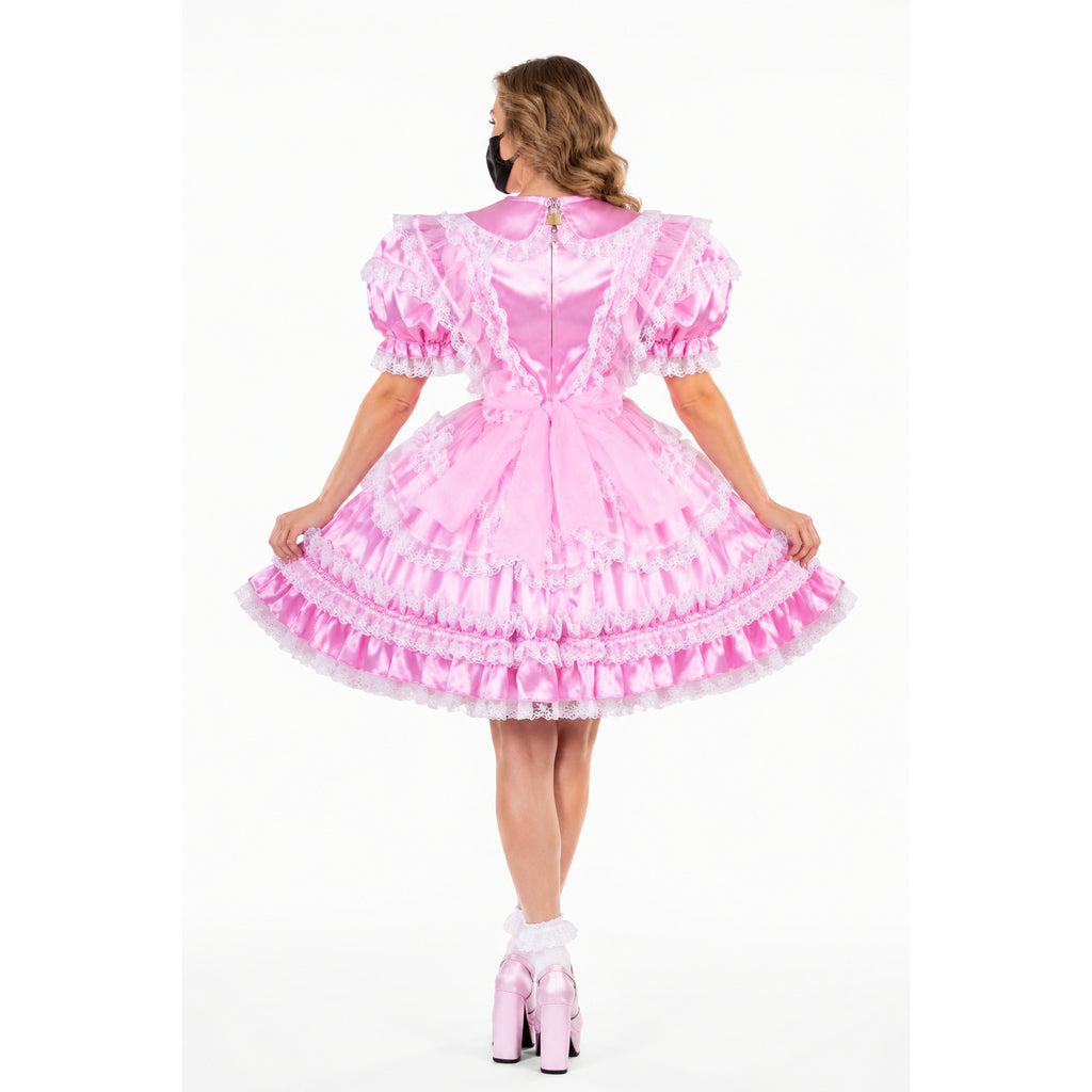 pink satin dress G1580