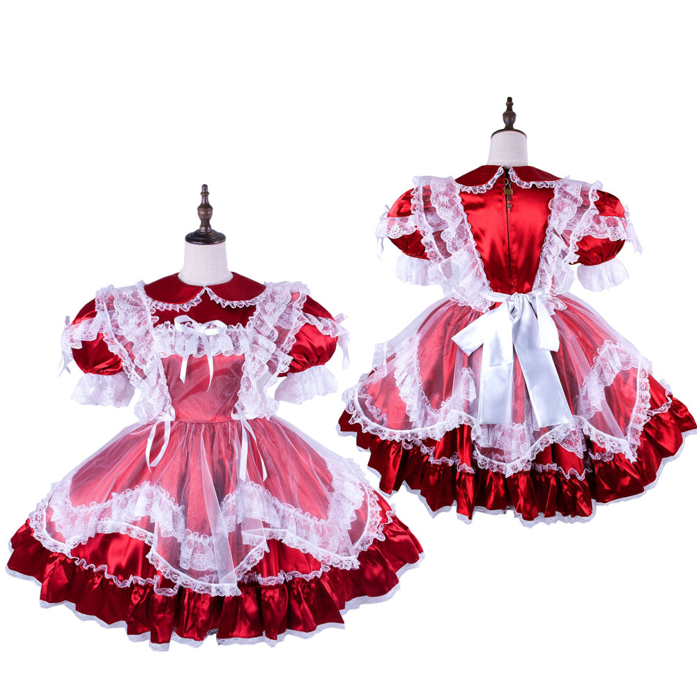 rotes Satinkleid G1581