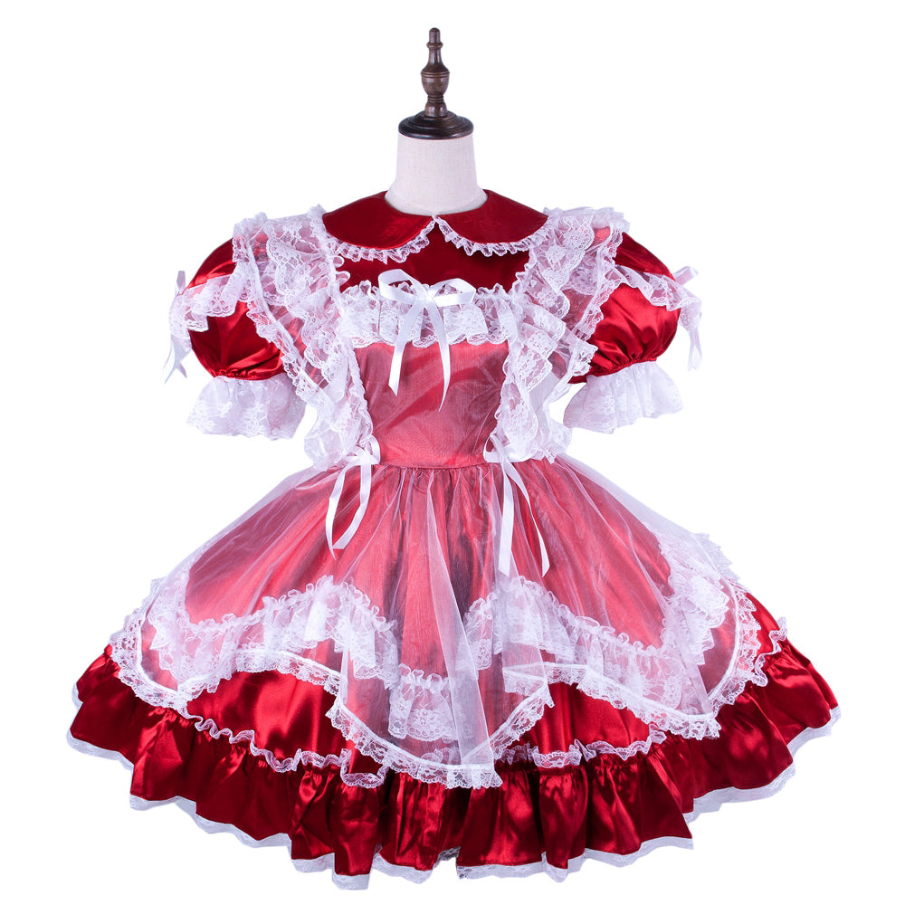 rotes Satinkleid G1581