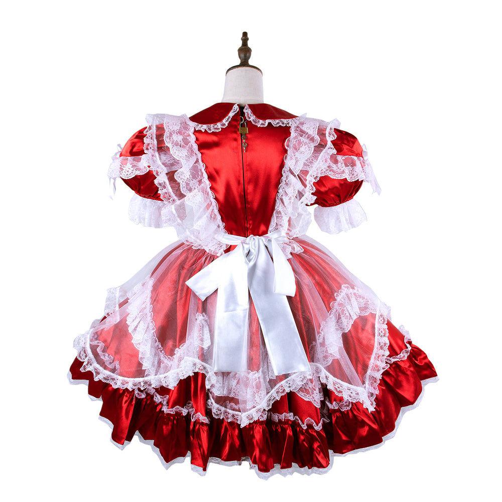 rotes Satinkleid G1581