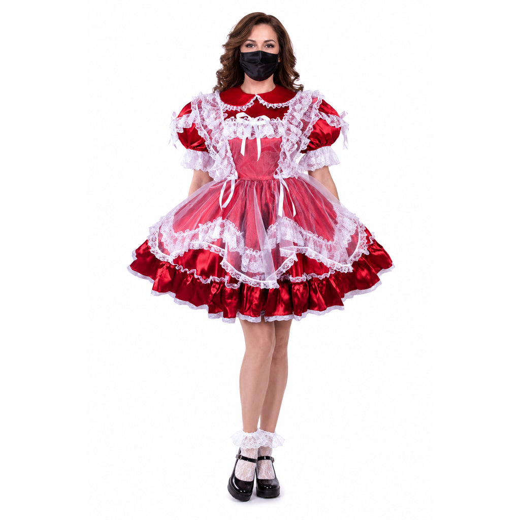 rotes Satinkleid G1581