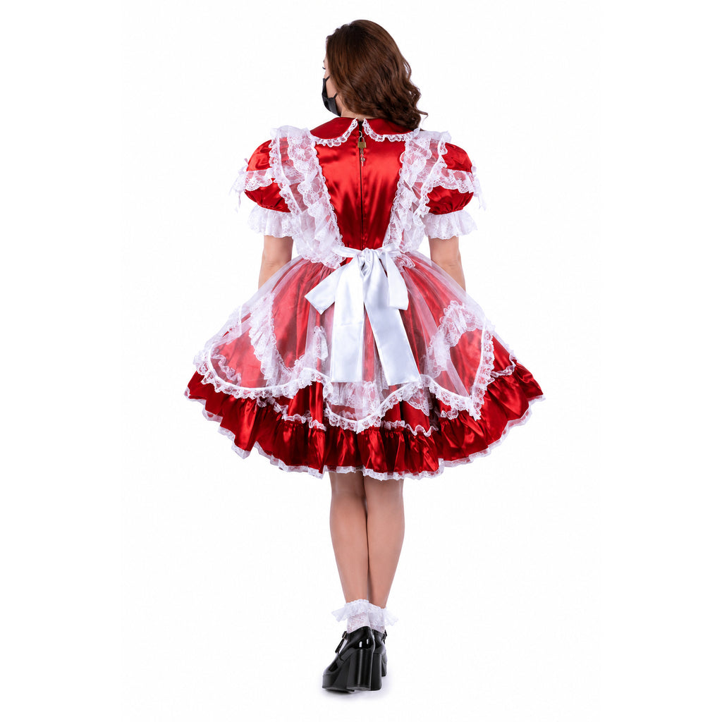 rotes Satinkleid G1581