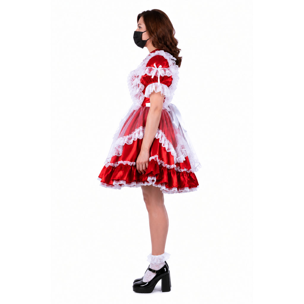 rotes Satinkleid G1581
