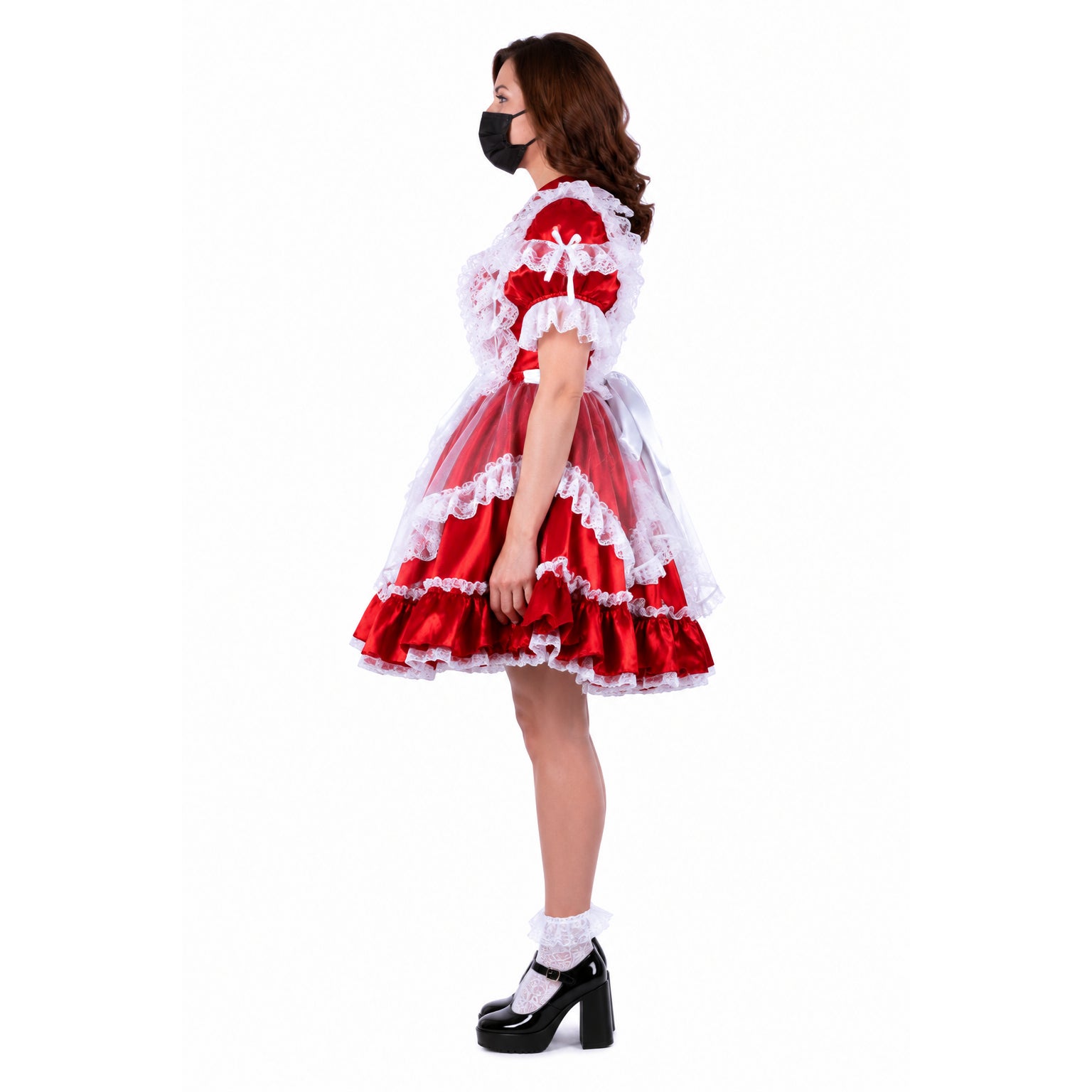 rotes Satinkleid G1581