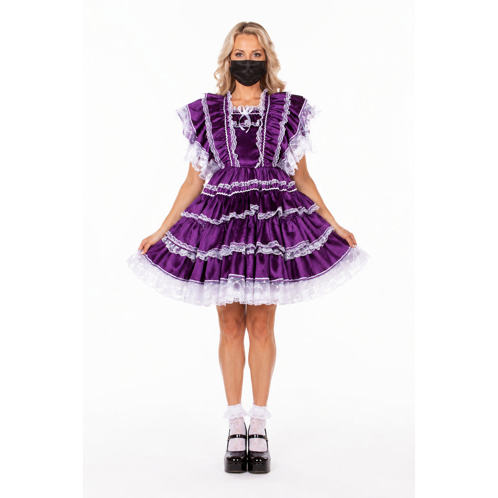Lila Satin-Kleid G1583