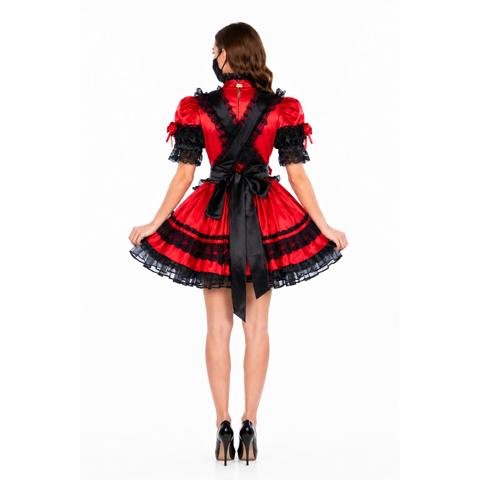 red satin dress G1588