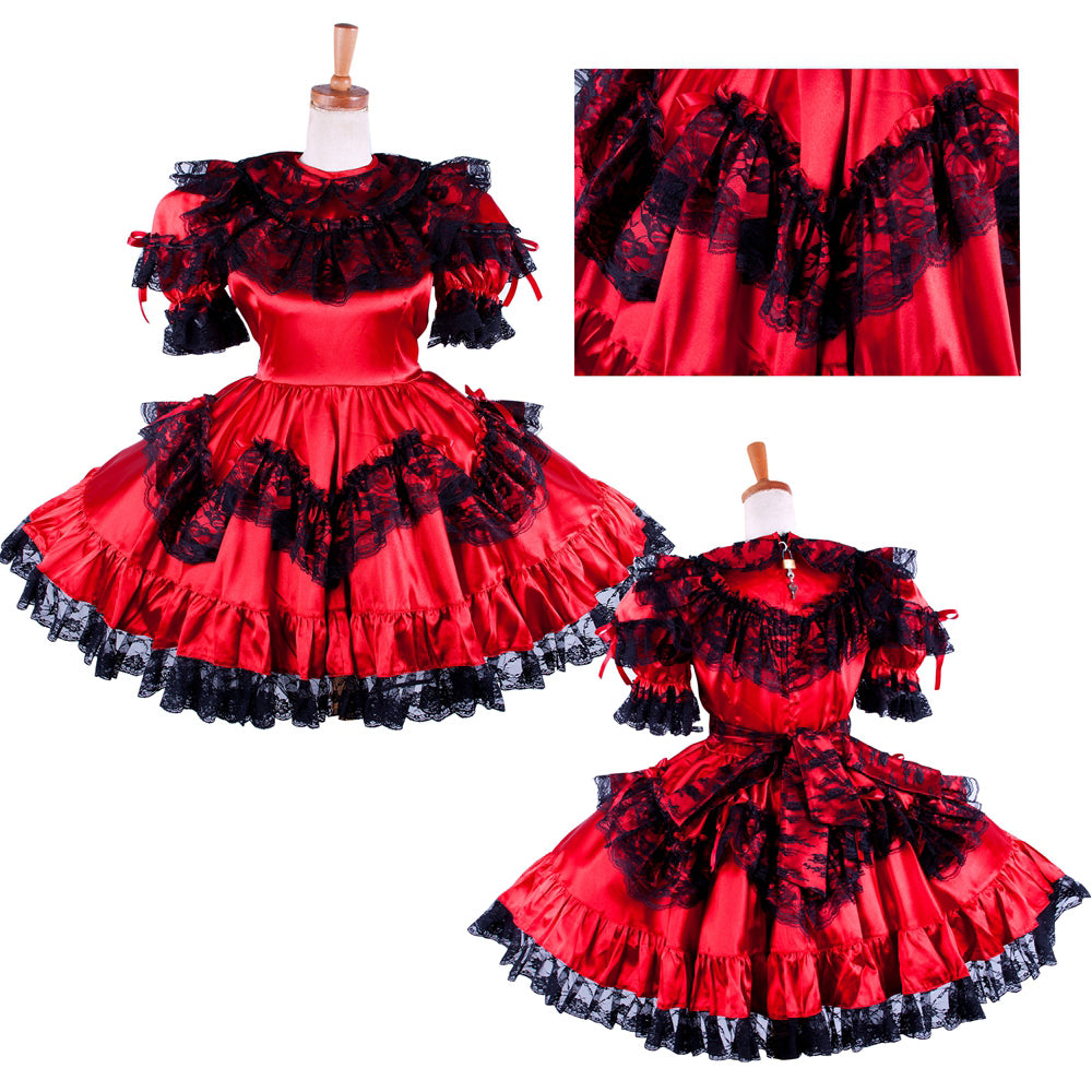 red satin dress G1590