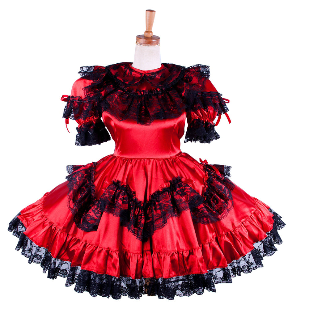 red satin dress G1590