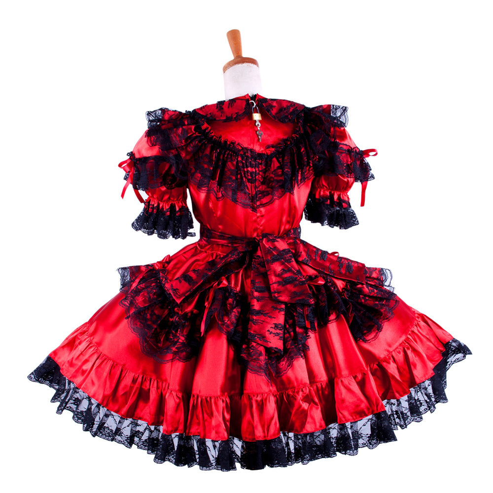 red satin dress G1590