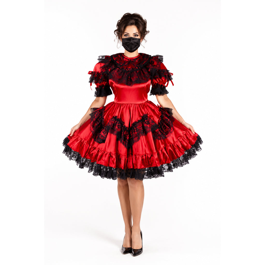 red satin dress G1590