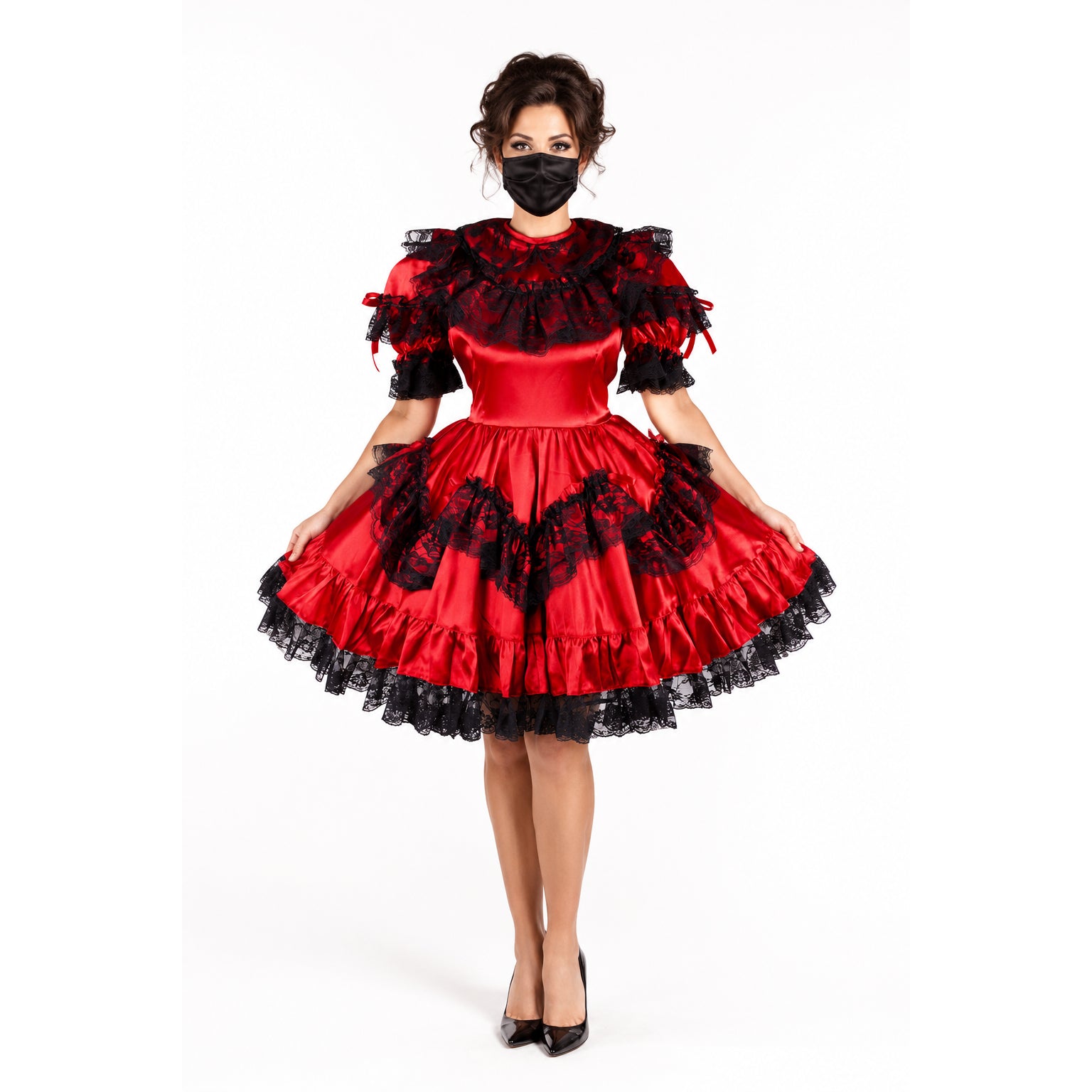 red satin dress G1590
