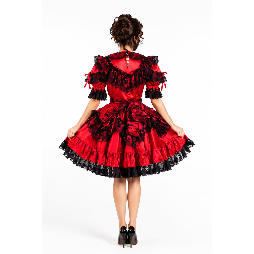 red satin dress G1590