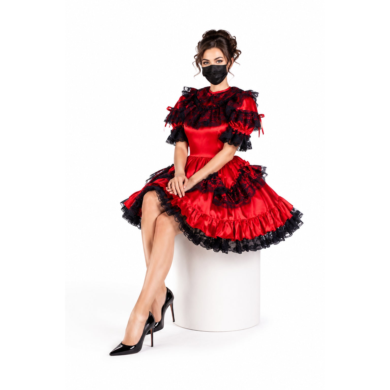 red satin dress G1590