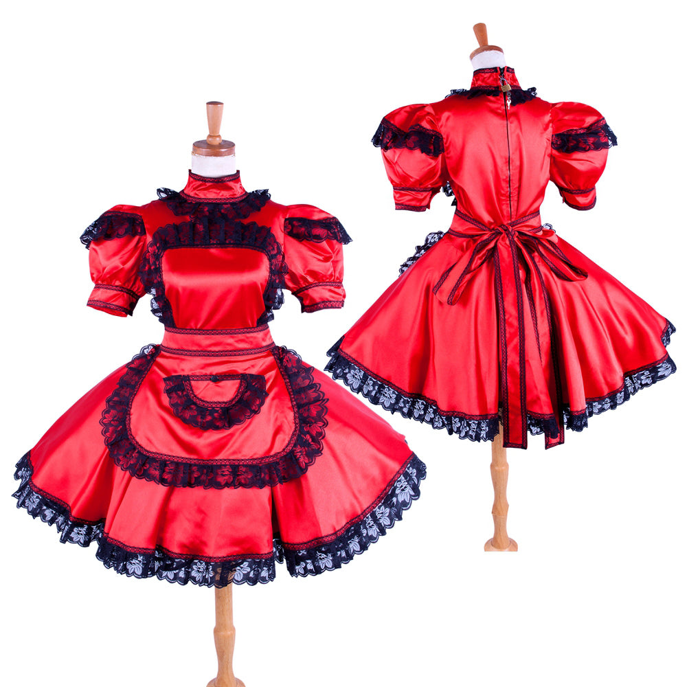 rotes Satinkleid G1592