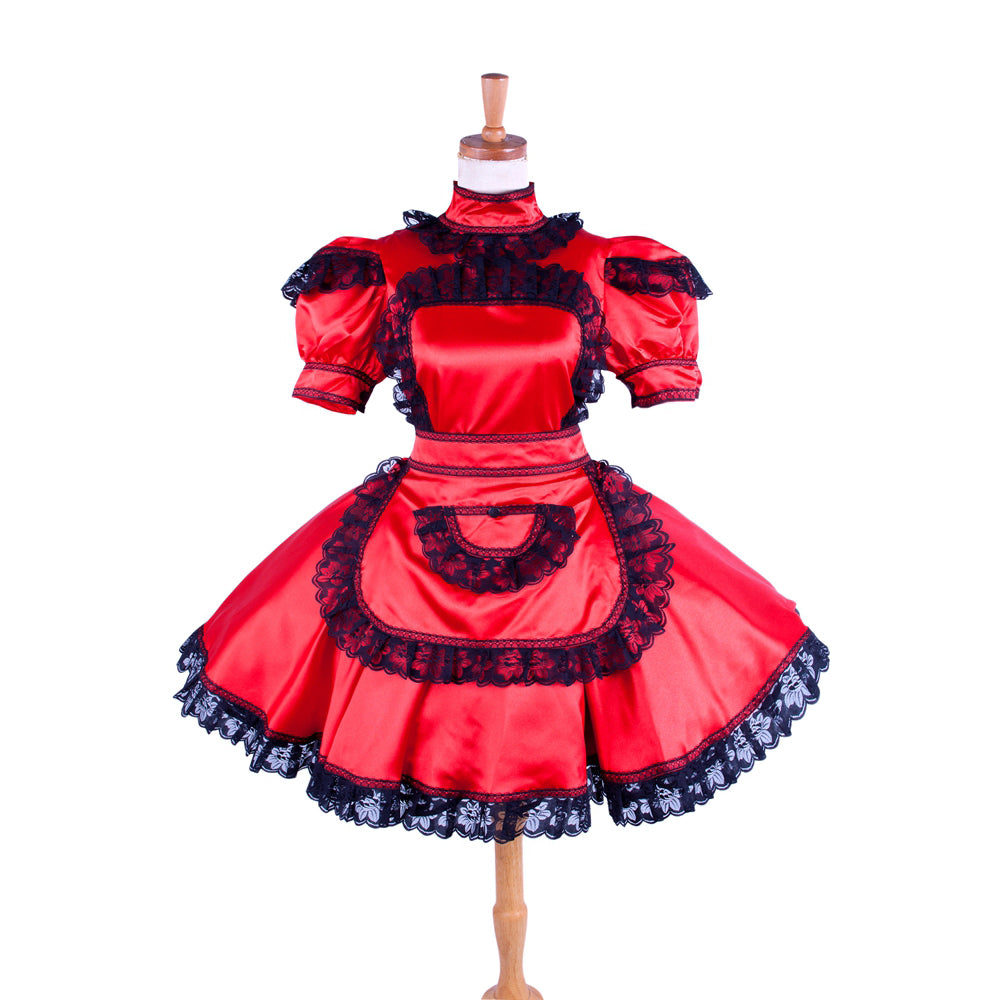 rotes Satinkleid G1592