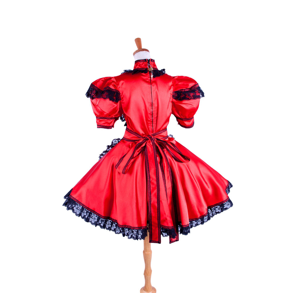 rotes Satinkleid G1592