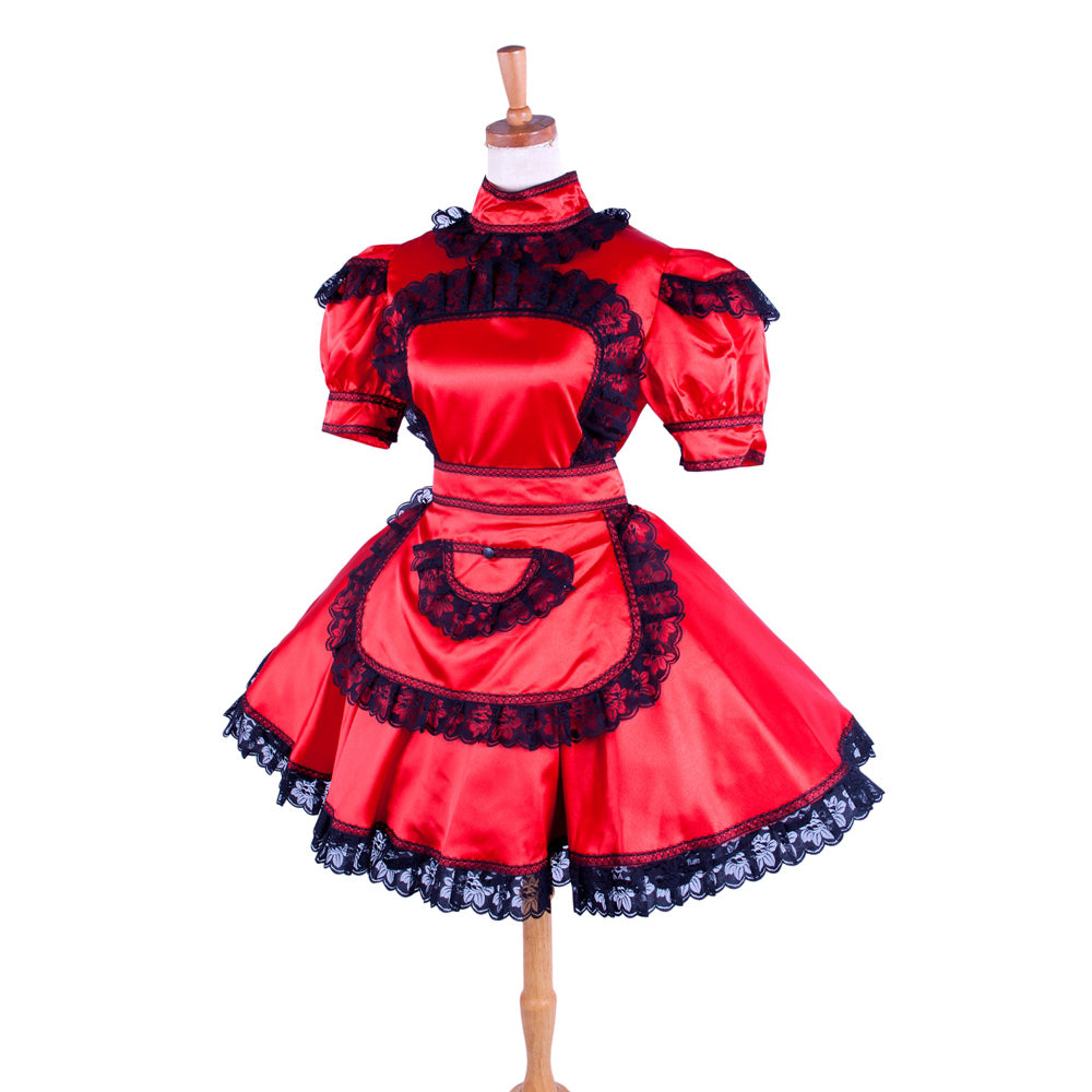 rotes Satinkleid G1592