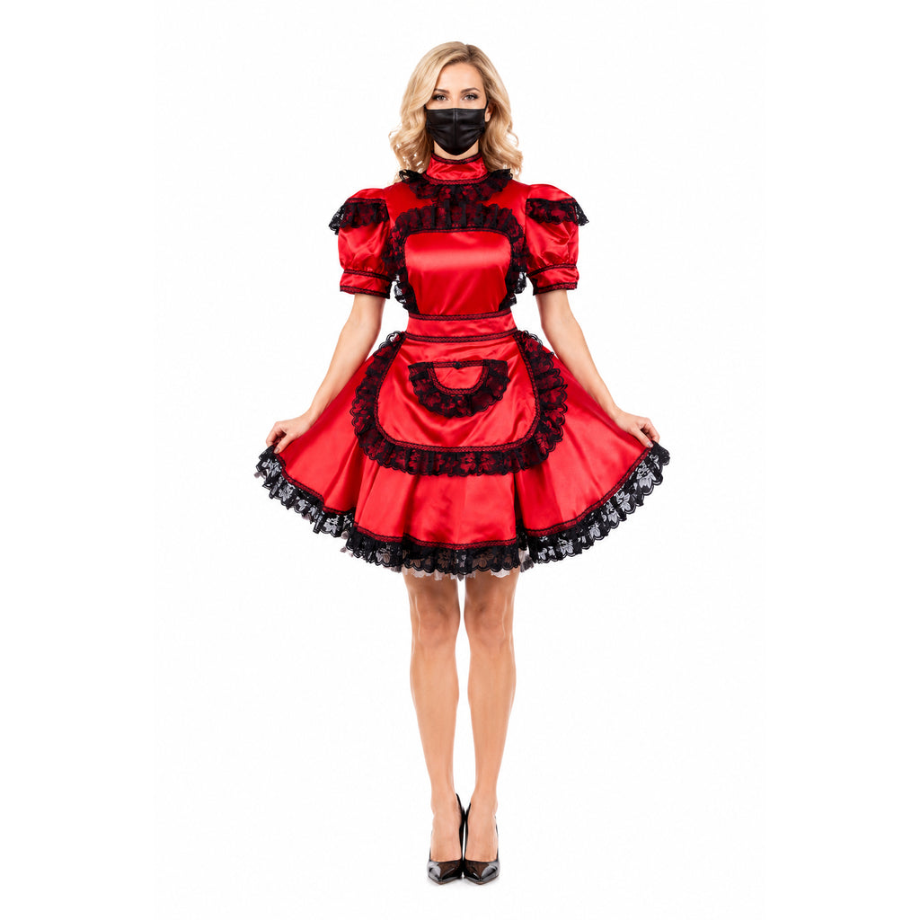 rotes Satinkleid G1592