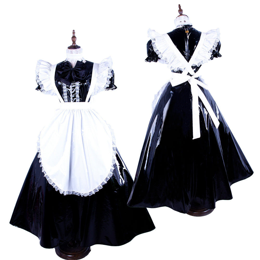 black thin pvc dress G1593