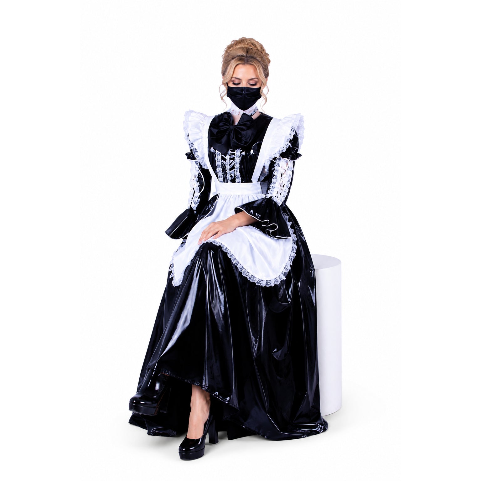 black thin pvc dress G1593