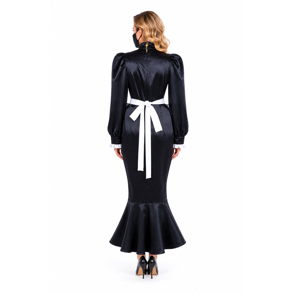 black satin dress G1595