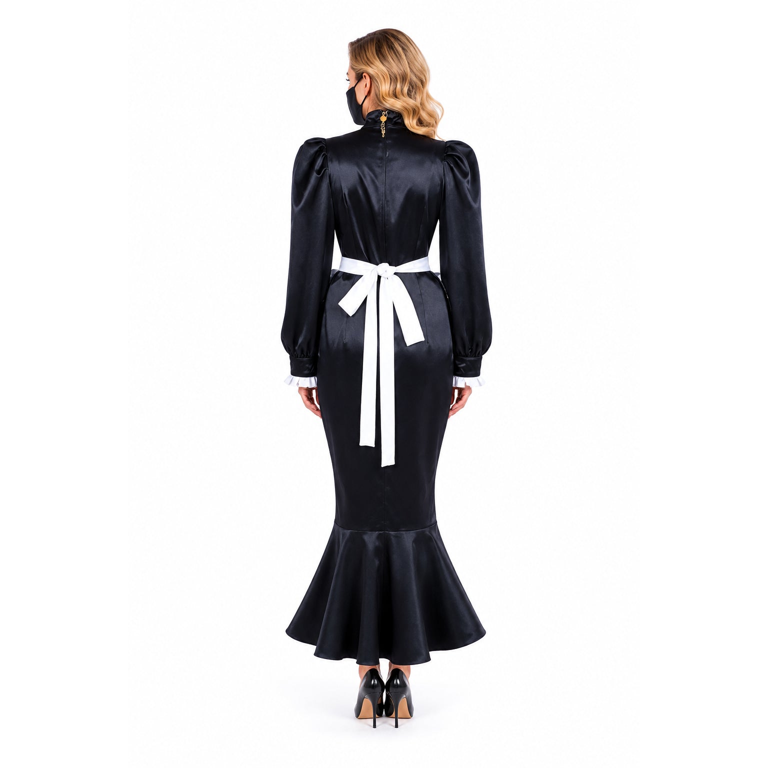 black satin dress G1595