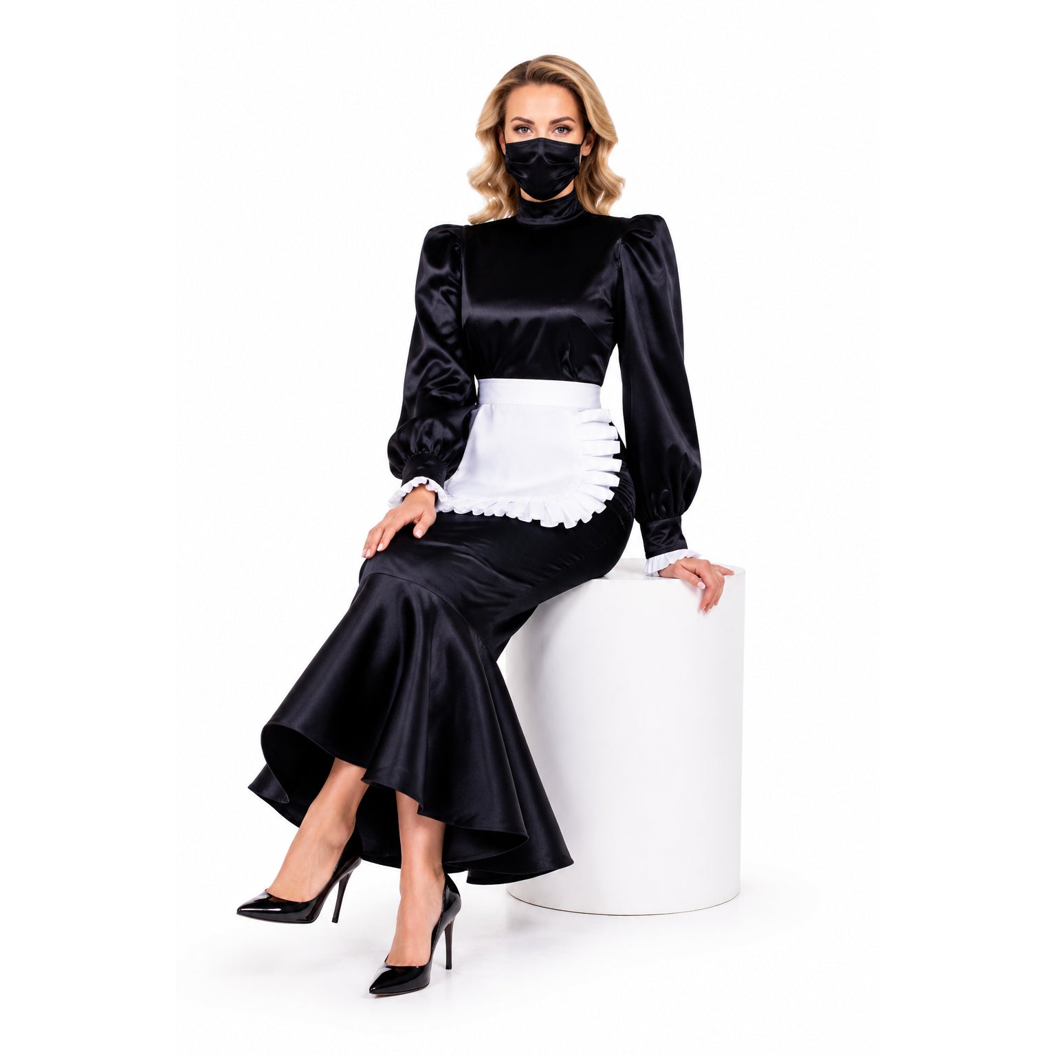 black satin dress G1595