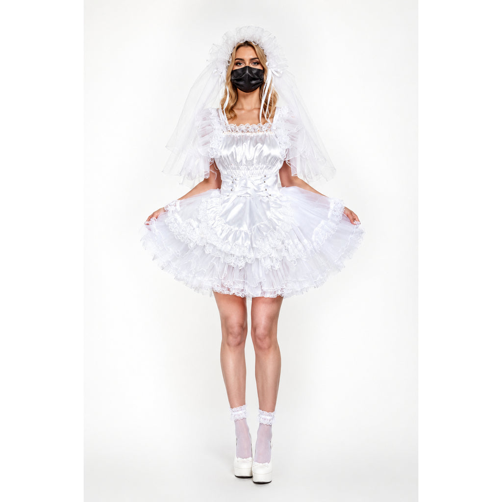 white satin organza dress G1596