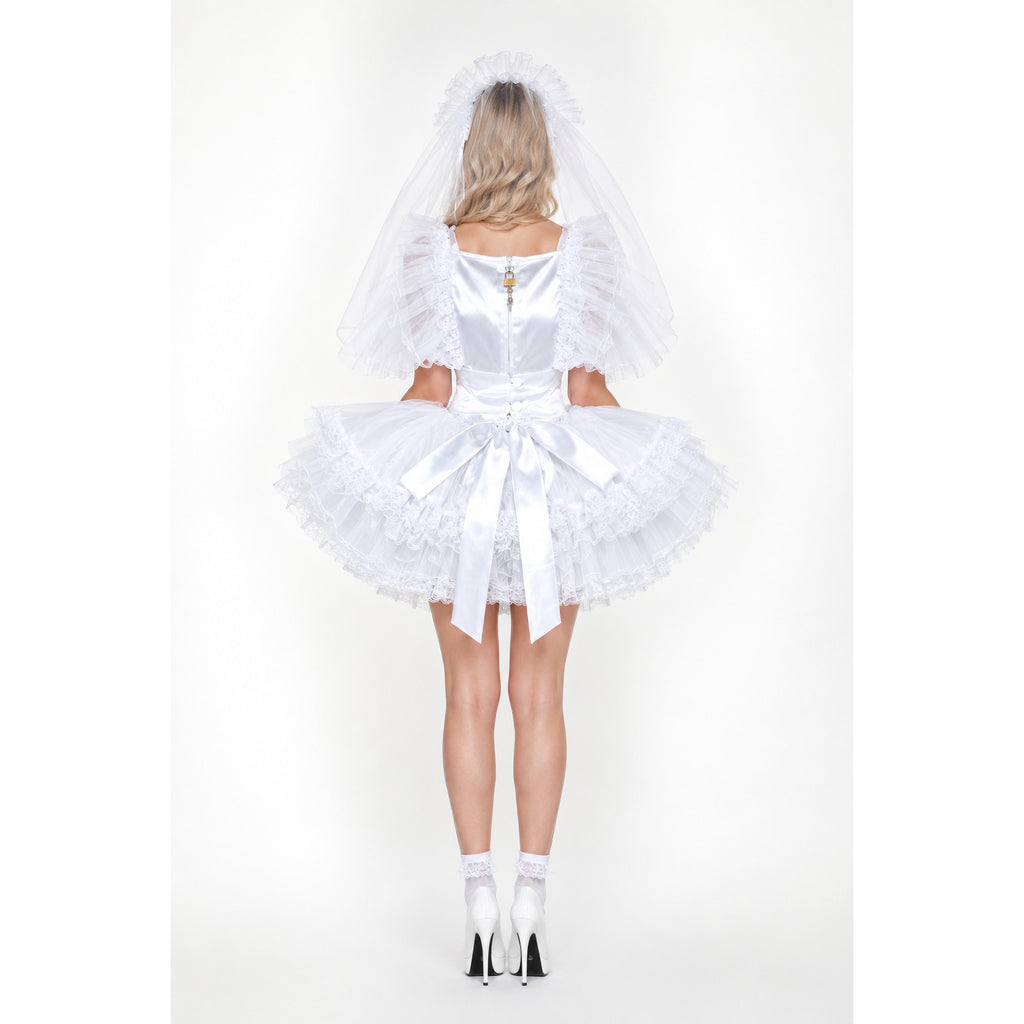 white satin organza dress G1596