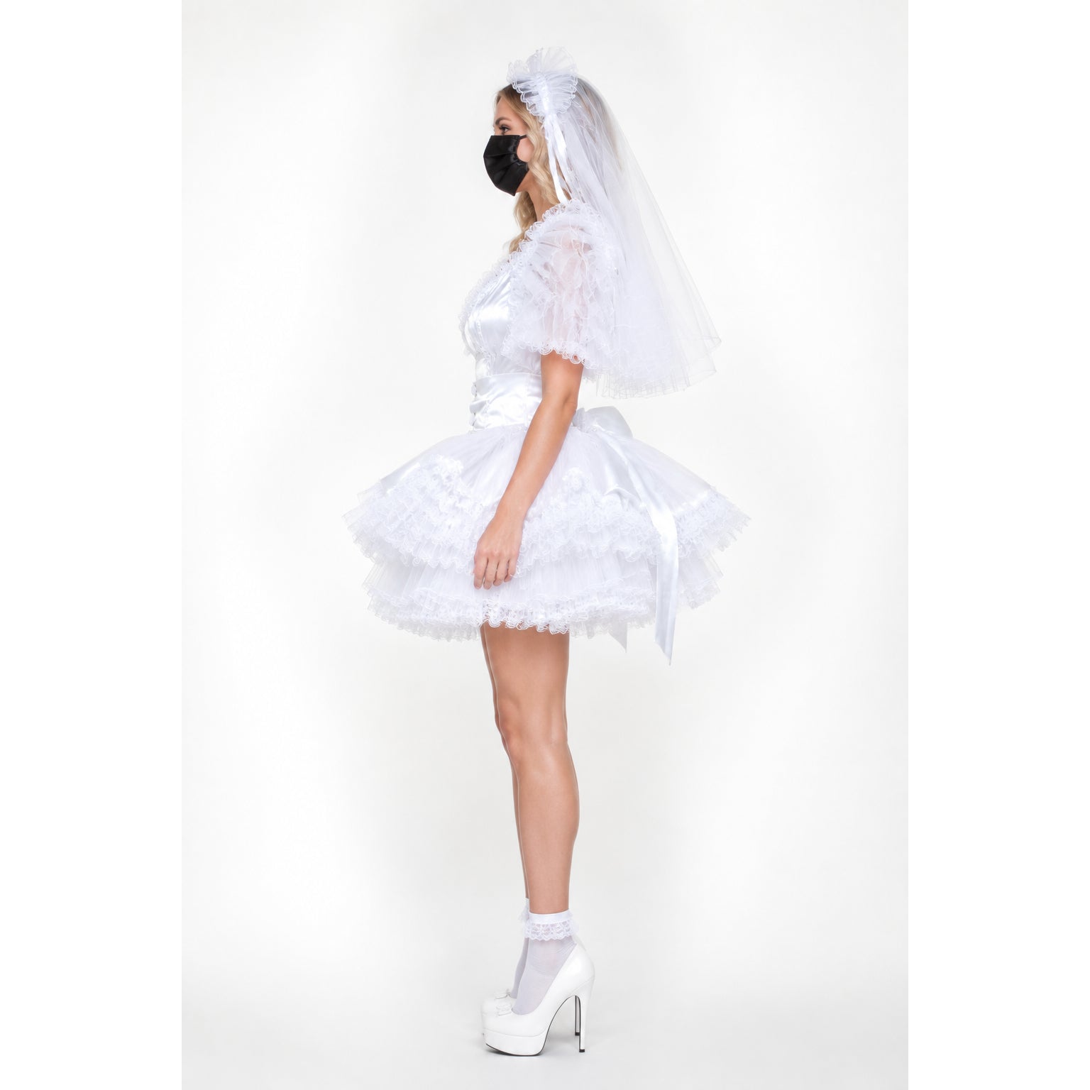 white satin organza dress G1596