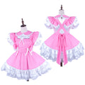 robe en satin rose et blanc G1598